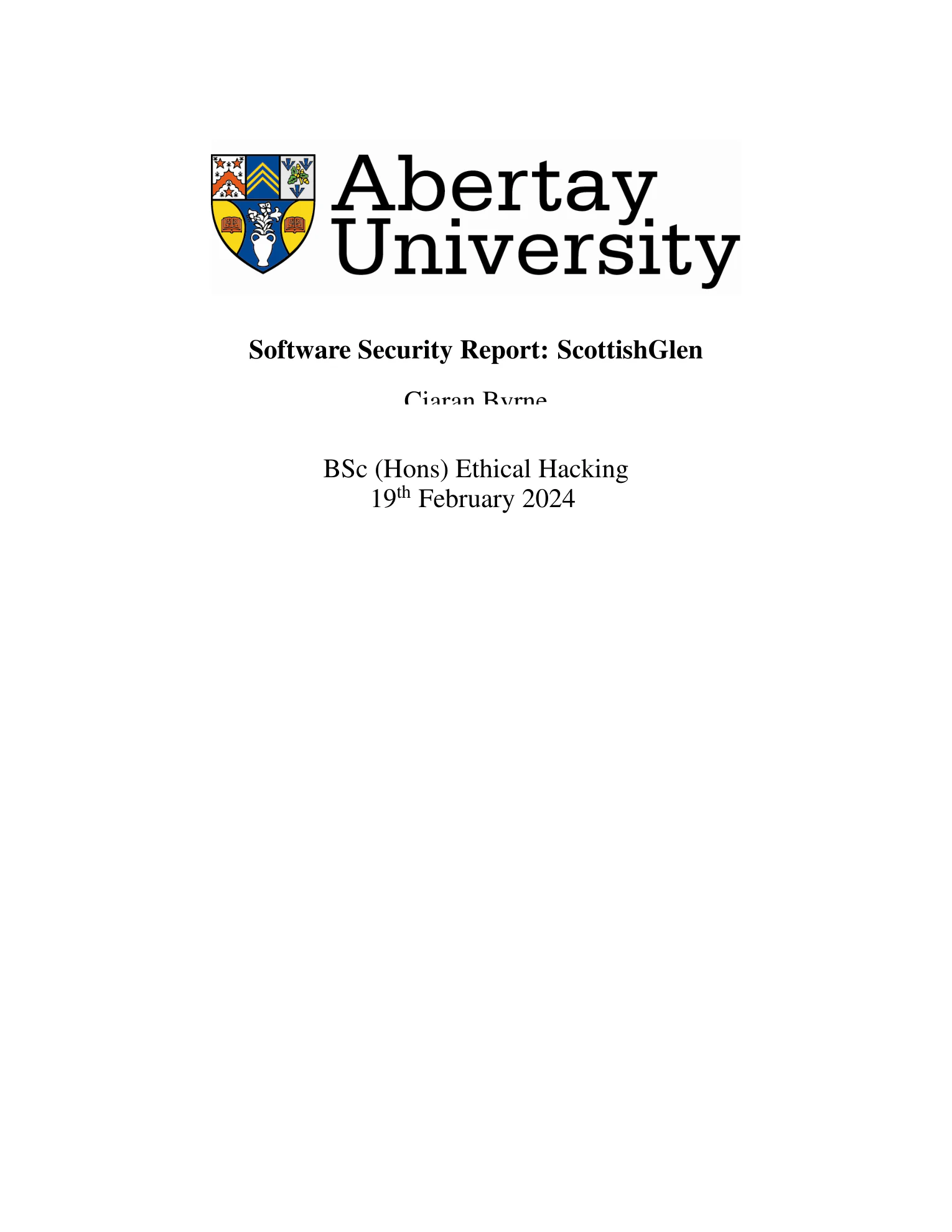 Cover of the ScottishGlen software-security project