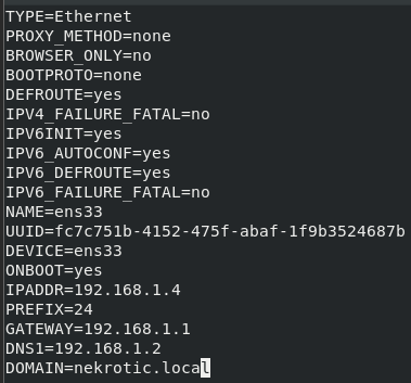 CentOS interface configuration values