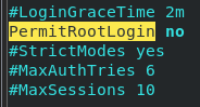 PermitRootLogin disabled in sshd_config