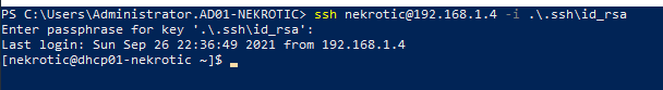Successful SSH login using a private key