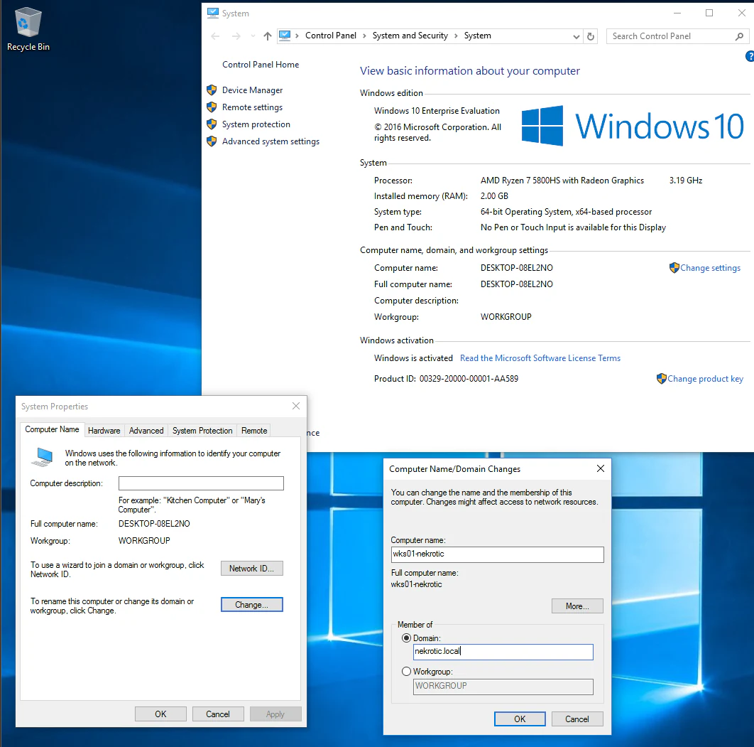 Windows 10 computer-name and domain settings prepared for wks01-nekrotic to join nekrotic.local