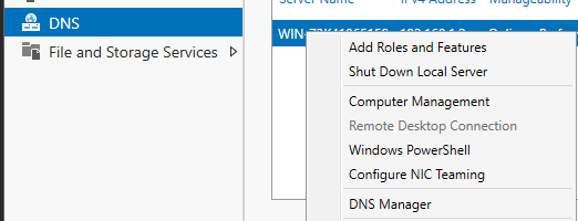 Opening DNS Manager from Server Manager